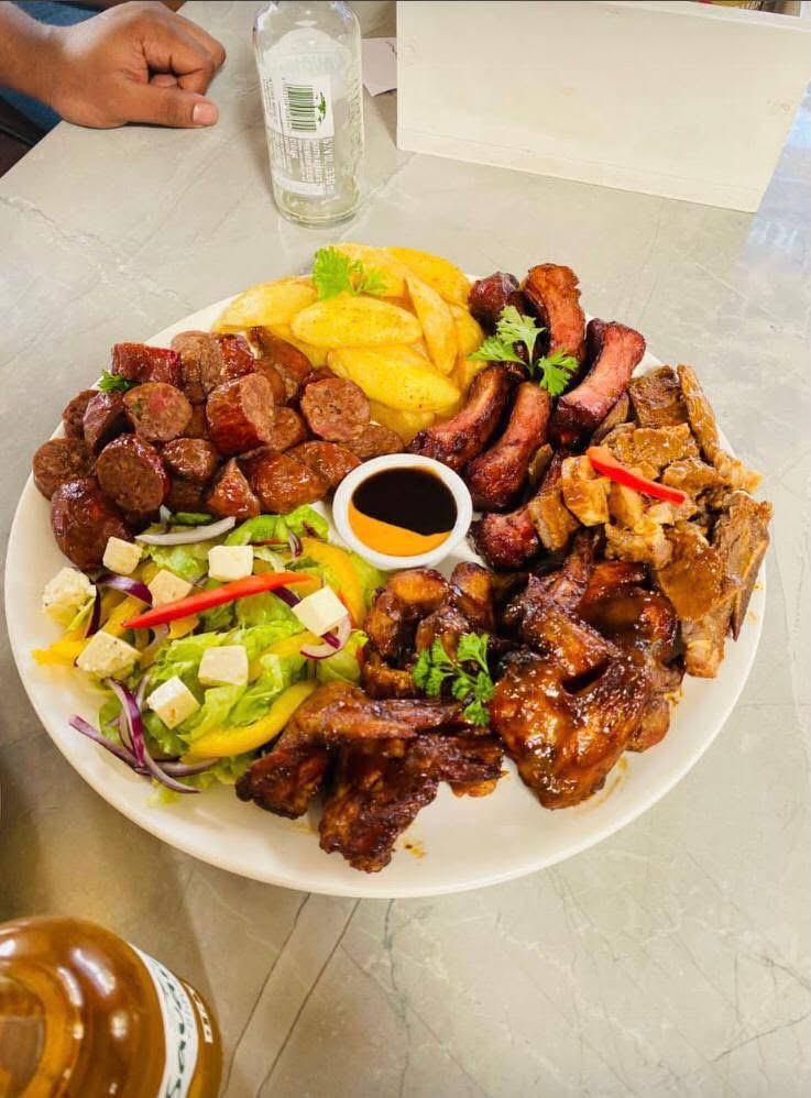 A feast platter for six with a huge selection of food